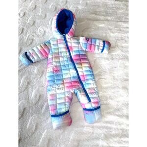 Snozu bunting  3-6 Months Rainbow Tie Dye Puffer Hooded Zipper Fleece Lined
